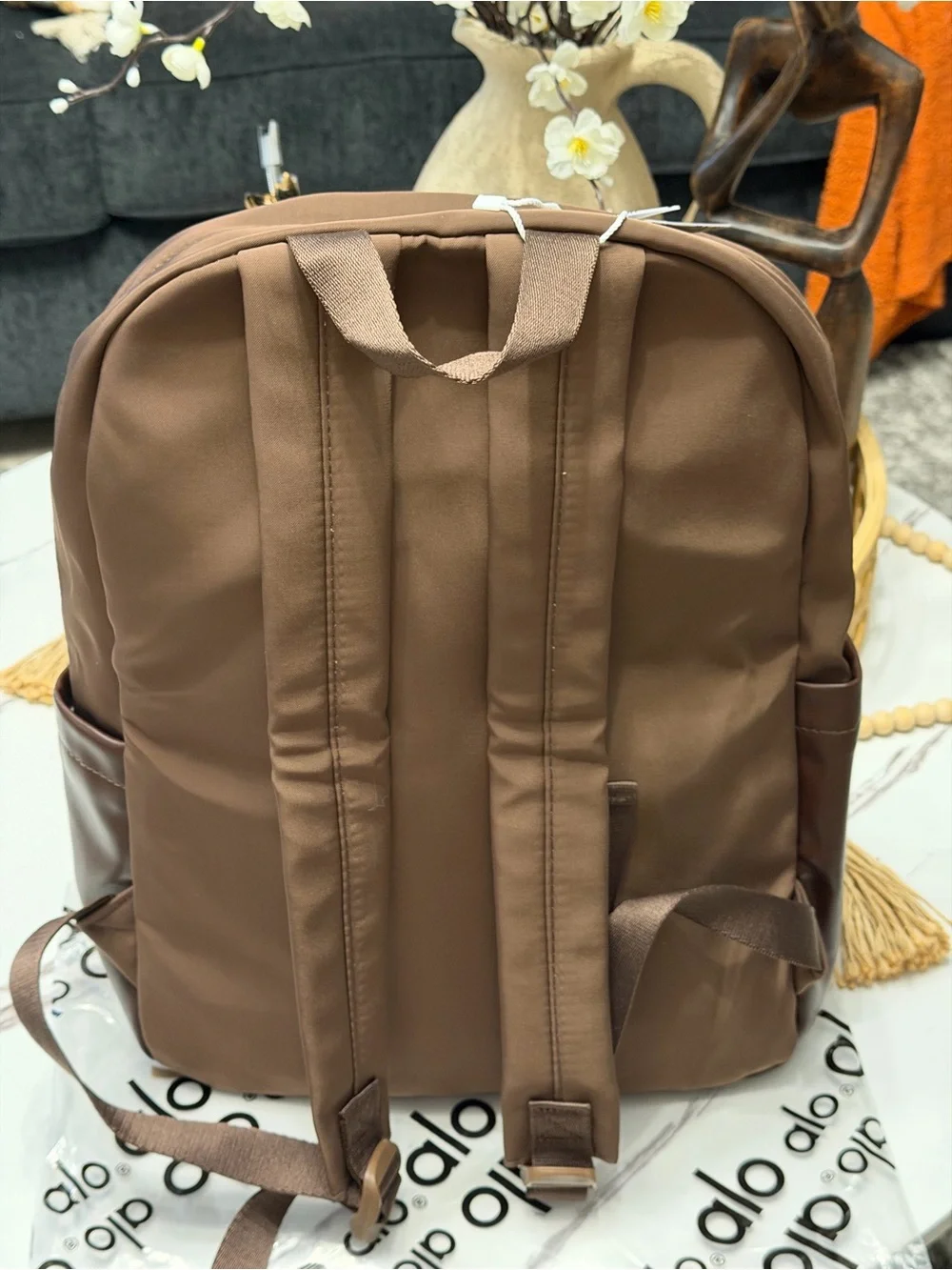 ALO Yoga Brown Backpack with Chocolate Accent